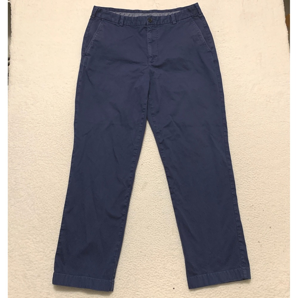 Brooks Brothers Clark Fit Chino Pant Mens 36x32 (FITS 35x31) Navy Cotton Stretch
